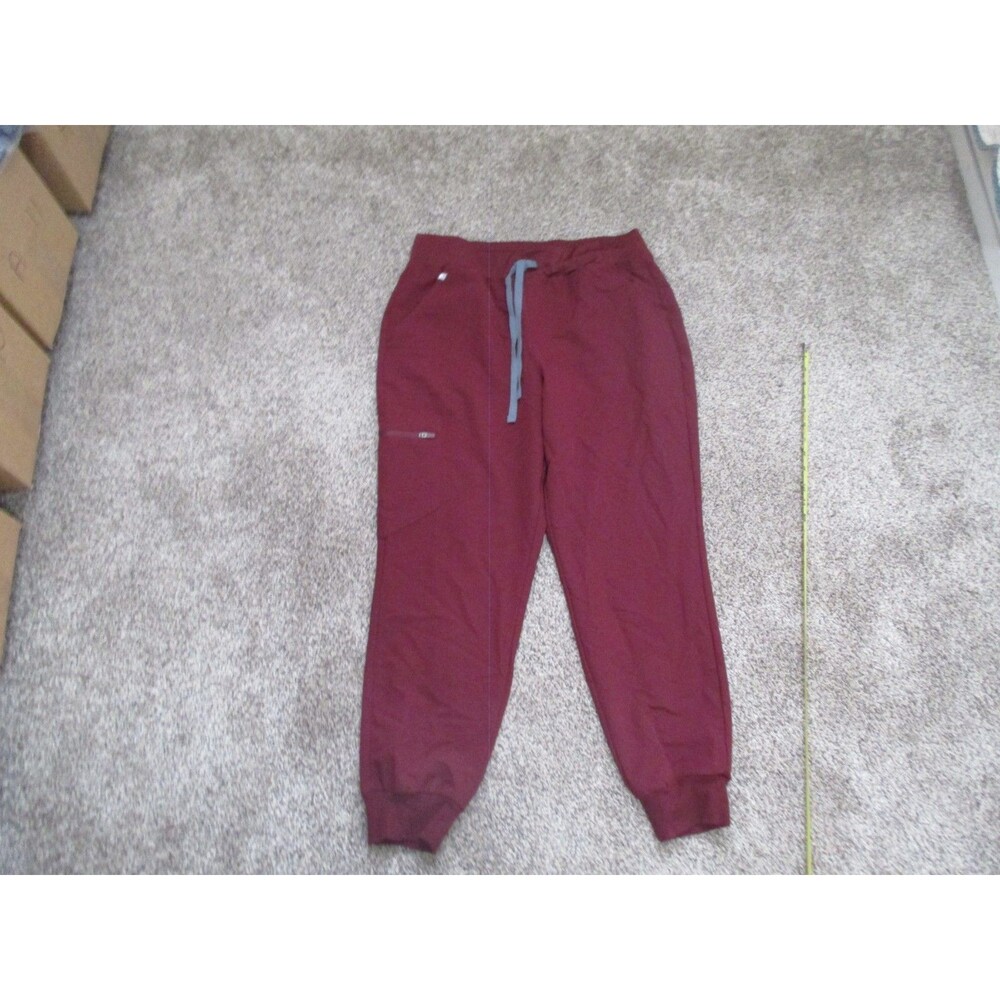 FIGS Technical Collection Scrub Pants L/P Red Solid Polyester Blend